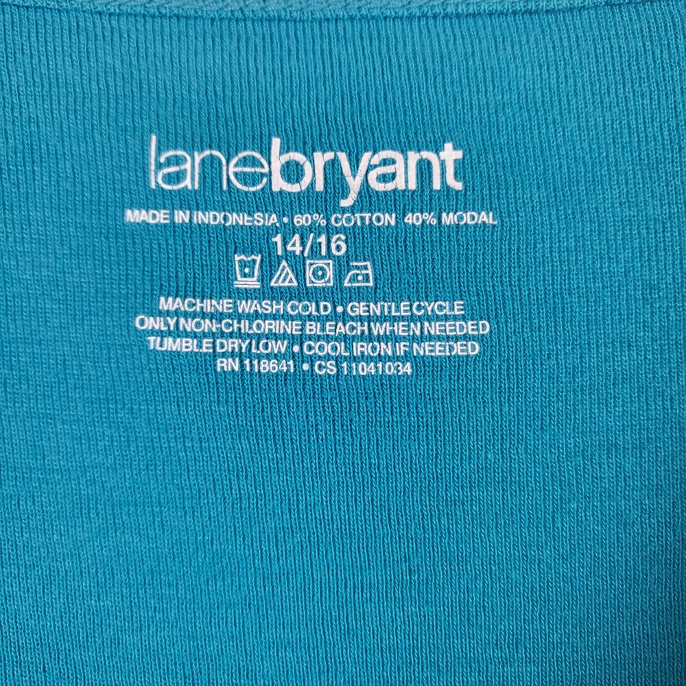 Lane Bryant‎ Teal Cowl Neck Roll Tab Sleeve Tunic Top Plus Size 14 16 - Picture 5 of 6